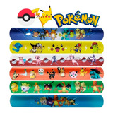 6x Pulseiras Pokémon Bracelete Bate Enrola Multicor Criança Cor Multicolorido