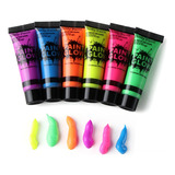 6x Tinta Neon Fluorescente Arte Corporal Maquiagem P Festa