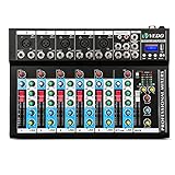 7 8 Channel Audio Mixer Sound Mixing Console With Bluetooth USB PC Recording Input  XLR Microphone Jack  48V Power  RCA Input Output  7 Channel 