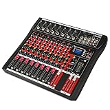 7 8 Channel Audio Mixer Sound Mixing Console With Bluetooth USB PC Recording Input XLR Microphone Jack 48V Power RCA Input Output 8 Channel 