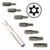 7 Bits Torx Com Furo Guia Pontas T10 T15 T20 T25 T27 T30 T40