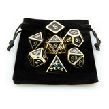 7 Dados Rpg Mesa Metal D&d D4 D6 D8 D10 D12 D20 D10% + Bolsa