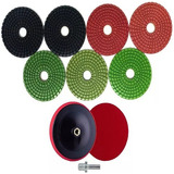 7 Lixa Diamantada Color Polir Granito +1 Suporte Marmoraria