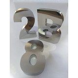  7 Números E Letras Caixa 25cm Aço Inox Brilhante