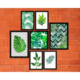 7 Quadros Decorativos Tamanho Diferente Placas Planta Folhas