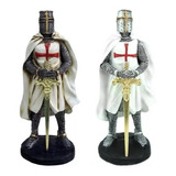 7 Cavaleiros Templário Cruz Vermelha Resina Espada Medieval