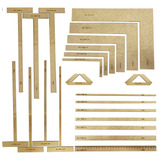 7 Gabaritos 2 Régua Fio Cabelo 6 Esquadro 7 T Scrapbook Arte