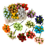 72 Mini Rosas Flores Artificiais Rosinhas De Seda Buquê