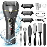 7d24hcare Removedor De Calos Elétrico Para Os Pés Kit De Pedicure Recarregável 16 Em 1 Ferramenta De Remoção De Pele Morta Com Esfregão À Prova D Água Com 3 Rolos E 2 Velocidades Para Cuidados Com O