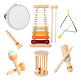 7pcs Crianças Instrumentos Musicais Pandeiro Xilofone