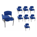 8 Cadeira Universitária Plástica Azul Unidade