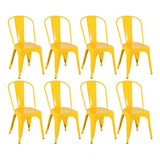 8 Cadeiras Iron Tolix Aço Metal Industrial Vintage Cores Av Cor Da Estrutura Da Cadeira Amarelo