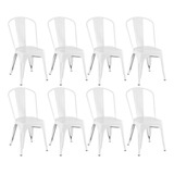 8 Cadeiras Iron Tolix Aço Metal Industrial Vintage Cores Cor Da Estrutura Da Cadeira Branco