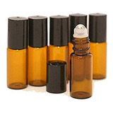 8 Frasco Vidro 5ml Rollon Perfume Oleo Essencial Tampa Preta