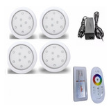 8 Kits Iluminação Luminaria Piscina 4 Refletor Led Rgb 80mm