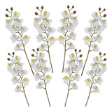 8 Orquídeas Artificiais Branca Para Arranjo