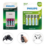 8 Pilhas Recarregáveis Aa Pequenas + Carregador Kit Xbox