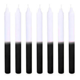 8 Velas Palito - Velas Brancas, Coloridas E Bicolor Com 18cm Cor Branco E Preto