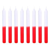 8 Velas Palito - Velas Brancas, Coloridas E Bicolor Com 18cm Cor Branco E Vermelho