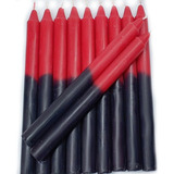 8 Velas Palito - Velas Brancas, Coloridas E Bicolor Com 18cm Cor Vermelho E Preto