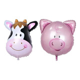 8 Balão Metalizado Porco E Vaca