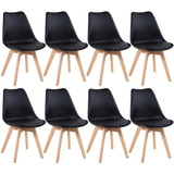 8 Cadeiras Estofada Leda Base Madeira Eames Cozinha Cores Cor Da Estrutura Da Cadeira Preto
