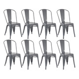 8 Cadeiras Iron Tolix Aço Metal