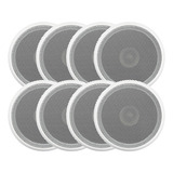 8 Caixas Som Ambiente Arandela Redonda Gesso 5 Pol Embutir