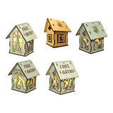 8 Casinhas De Natal Mdf Cru 6 5x6 5 X 10 5 Altura Com Led