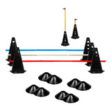 8 Cones Furados C 4 Barreiras Funcional 8 Pratos Agilidade