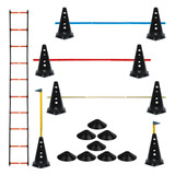 8 Cones Furados C Barreira 8 Pratos Escada Agilidade
