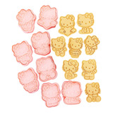 8 Cortador Ejetor De Biscoito 3d Carimbo Para Doces Gatinha