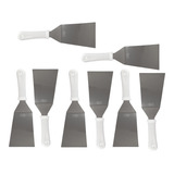 8 Espatula Chapeiro Pizza Cabo Branco Curva 90mm De Aço Inox