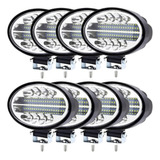 8 Farol Led 12v24v Oval 144w Forte Trator Colheitadeira Jeep