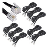 8 Fios Telefone Fixo 1 Metro Rj11 X Rj11 Cabo 4 Vias Preto