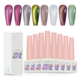 8 Kit Esmaltes Olho De Gato Efeito Magnético 12ml Imã