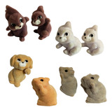 8 Miniaturas Bichinhos Flocados Coleção Kinder Ovo