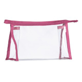 8 Necessaire Transparente Pequena Para Viagem Maquiagem Cor Rosa escuro