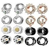 8 Pares De Medidores De Orelha Para Mulheres Brincos Pretos Internamente Flare Alargadores Alargadores Para Orelha Aço Inoxidável Alargador Alargador Kit 00g 0g 5 20 3 Cm Metal Ágata