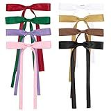 8 Peças De Presilhas De Cabelo Com Laço De Fita Para Mulheres E Meninas Presilhas De Borla De Cetim Sedoso Com Cauda Longa Lindo Suporte De Rabo De Cavalo Acessórios De Estilo De Cabelo 8 Cores