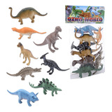 8 Peças Dinossauros De Borracha Miniatura