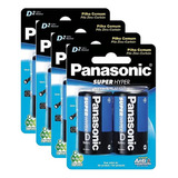 8 Pilhas Grande D Panasonic Comum R20 4 Cartelas C 2 Rádio