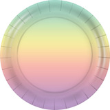 8 Pratos Redondo Decoração Festa Arco Íris