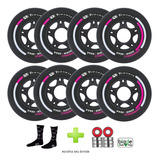 8 Rodas Traxart Fitness Hardwheels 80mm 88a Preto Brinde