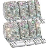 8 Rolos De Fitas De Strass Fita De Strass Autoadesiva De Prata Cludoo De 8 Metros Fita De Diamante De Cristal Brilhante Adesivo De Strass Brilhante Para Decoração De Carro Faça Você Mesmo Artes E