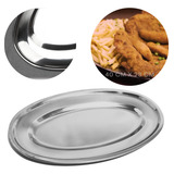 8 Travessas Oval Aço Inox Rasa 40 Cm Pro Bandeja Porções