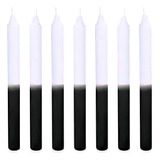 8 Velas Palito Velas Brancas Coloridas E Bicolor Com 18cm Cor Branco E Preto