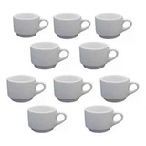 8 Xicaras Café 150ml Porcelana Branca Empilhável Cafeteira