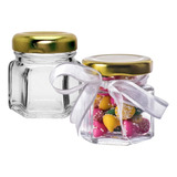 80 Potes Vidro Mini Sextavado Papinha Geleia Vela Doce 45ml