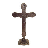 890 Prd Um Antigo Crucifixo De Mesa Bronze 23 Cm Altura